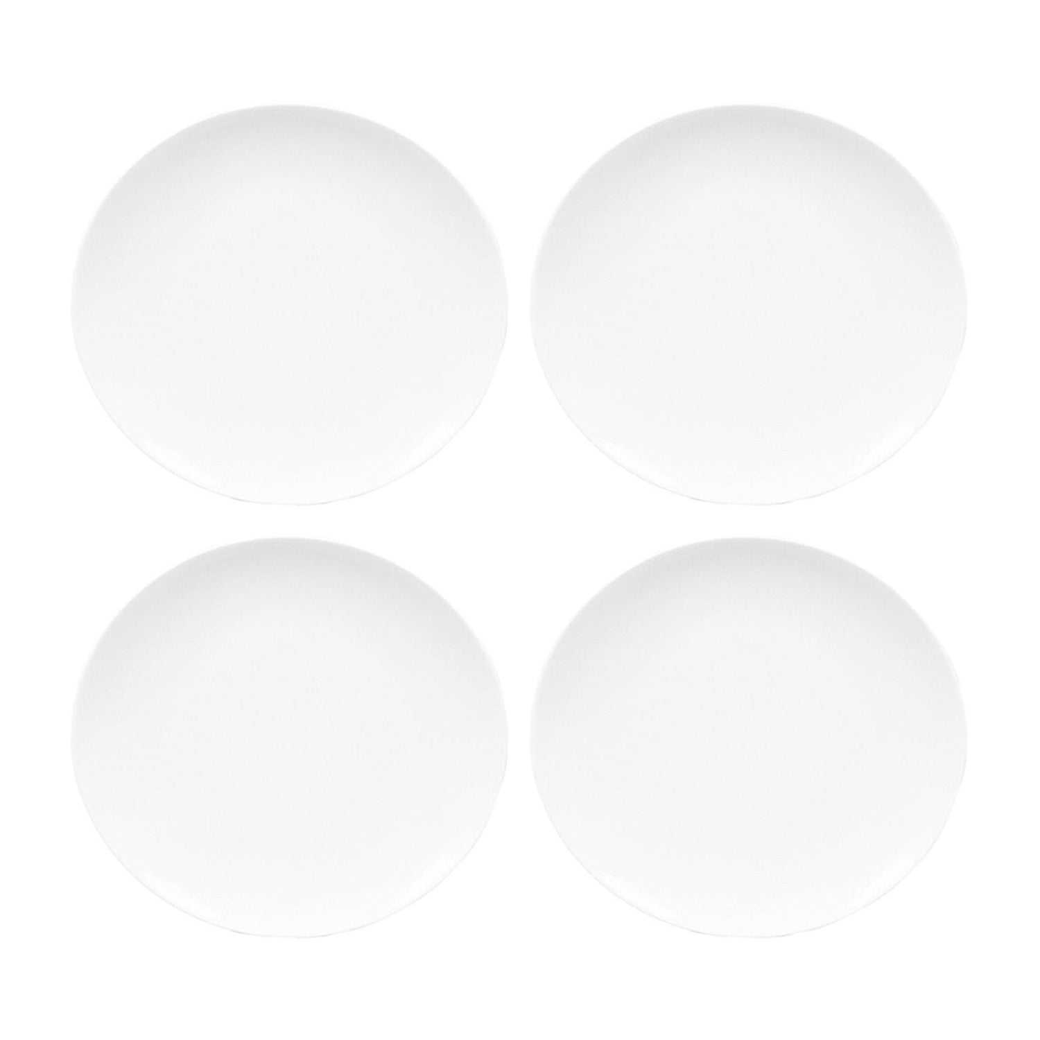 Porcelain Elips 10.25" x 9.5" Oval White Porcelain Plate (Set of 4)
