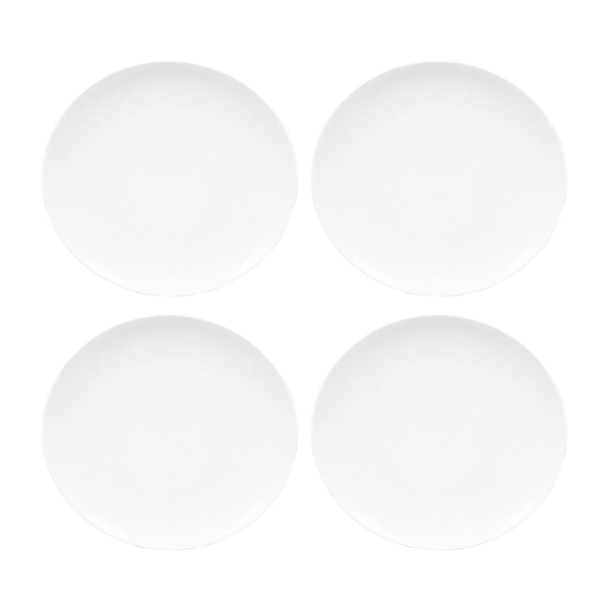 Porcelain Elips 10.25" x 9.5" Oval White Porcelain Plate (Set of 4)