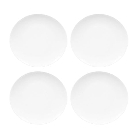 Porcelain Elips 10.25" x 9.5" Oval White Porcelain Plate (Set of 4)