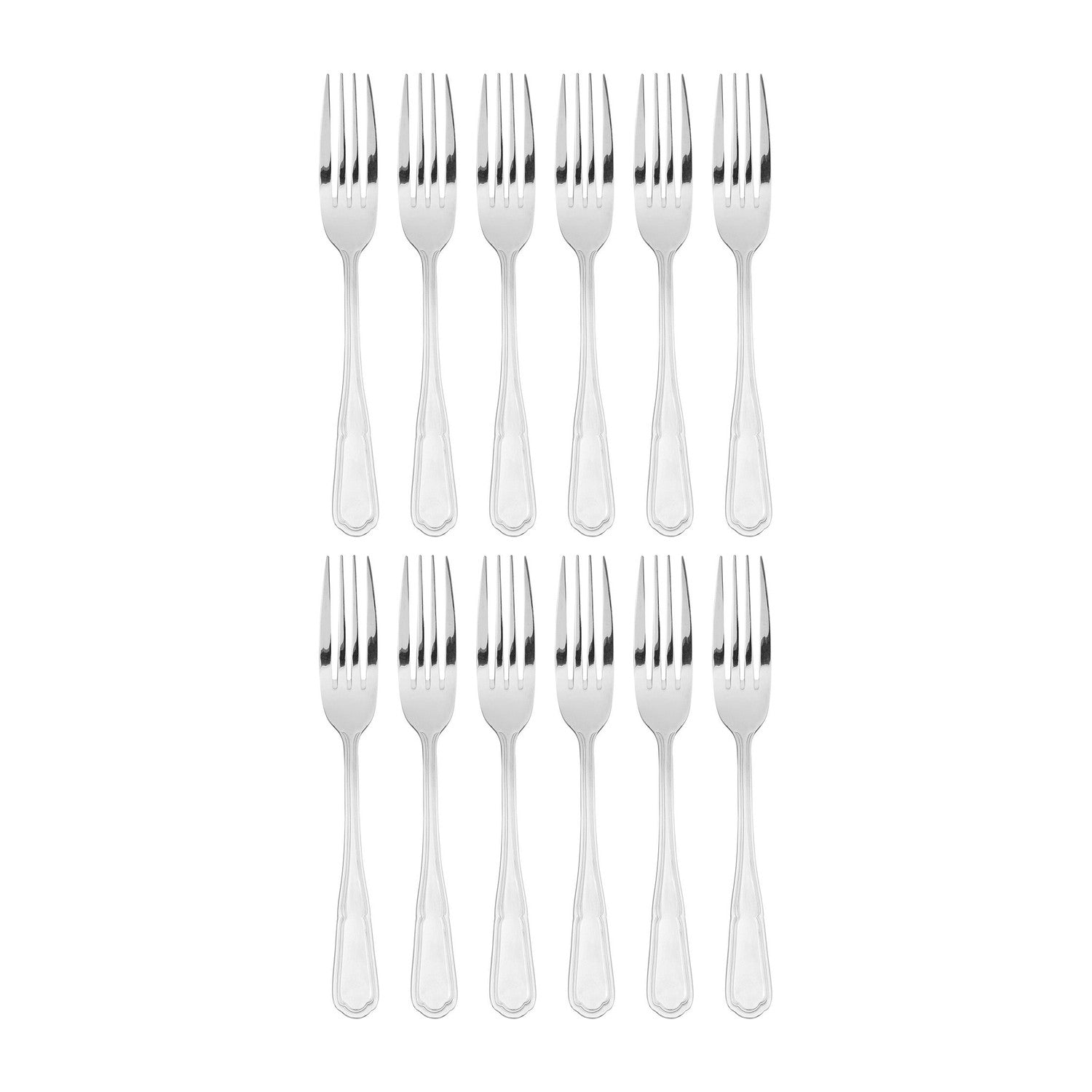 Ingres 7.25"  Silver Stainless Steel Dessert Fork 18/0 (Set of 12)