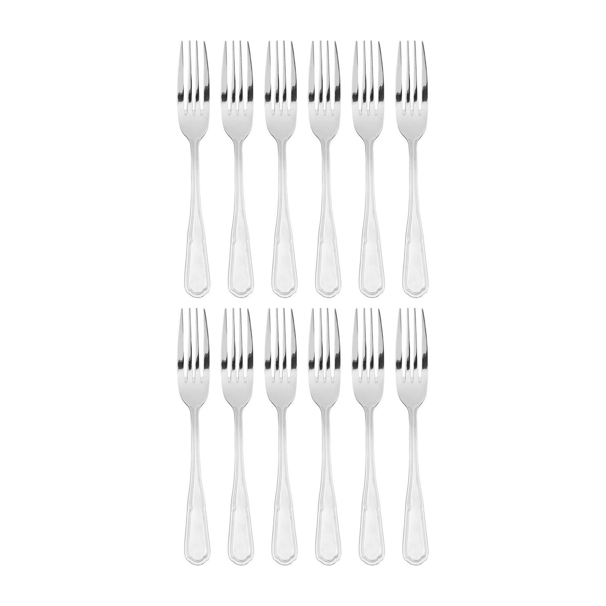 Ingres 7.25"  Silver Stainless Steel Dessert Fork 18/0 (Set of 12)