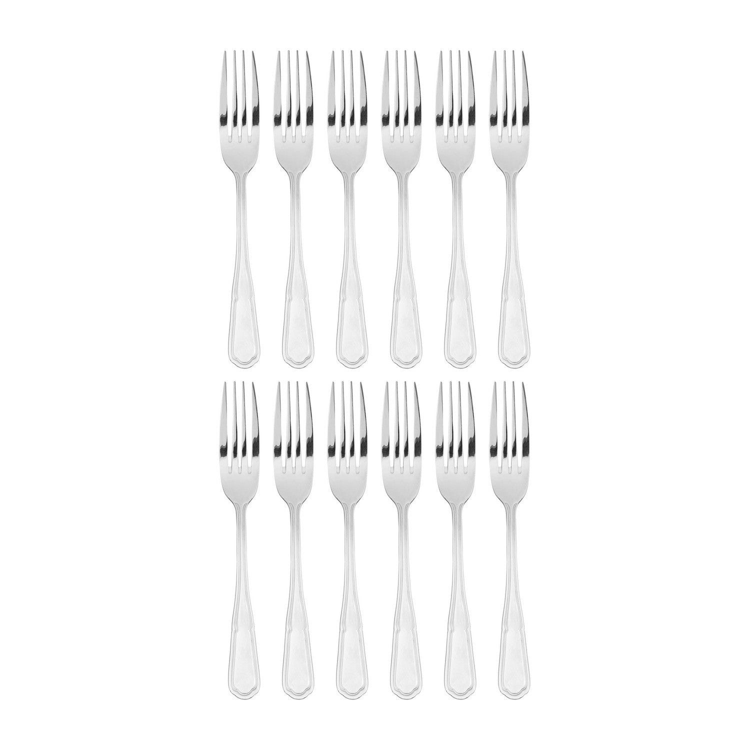 Ingres 8.25"  Silver Stainless Steel Dinner Fork 18/0 (Set of 12)