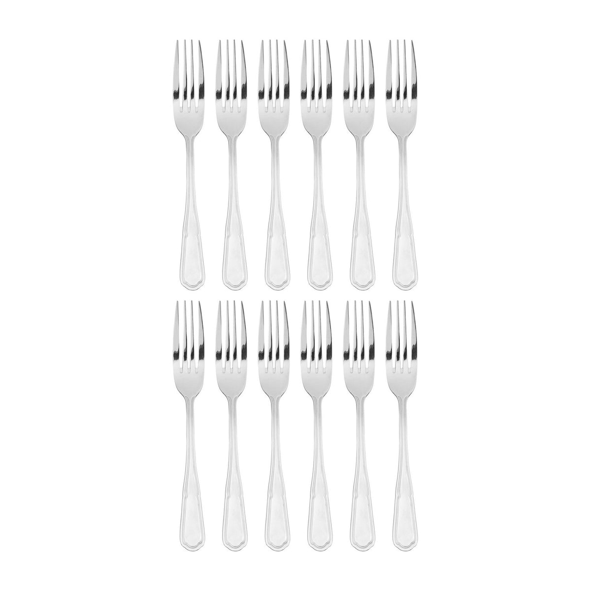 Ingres 8.25"  Silver Stainless Steel Dinner Fork 18/0 (Set of 12)