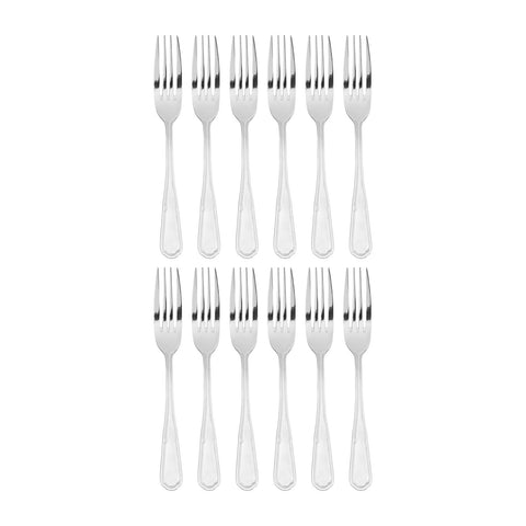 Ingres 8.25"  Silver Stainless Steel Dinner Fork 18/0 (Set of 12)