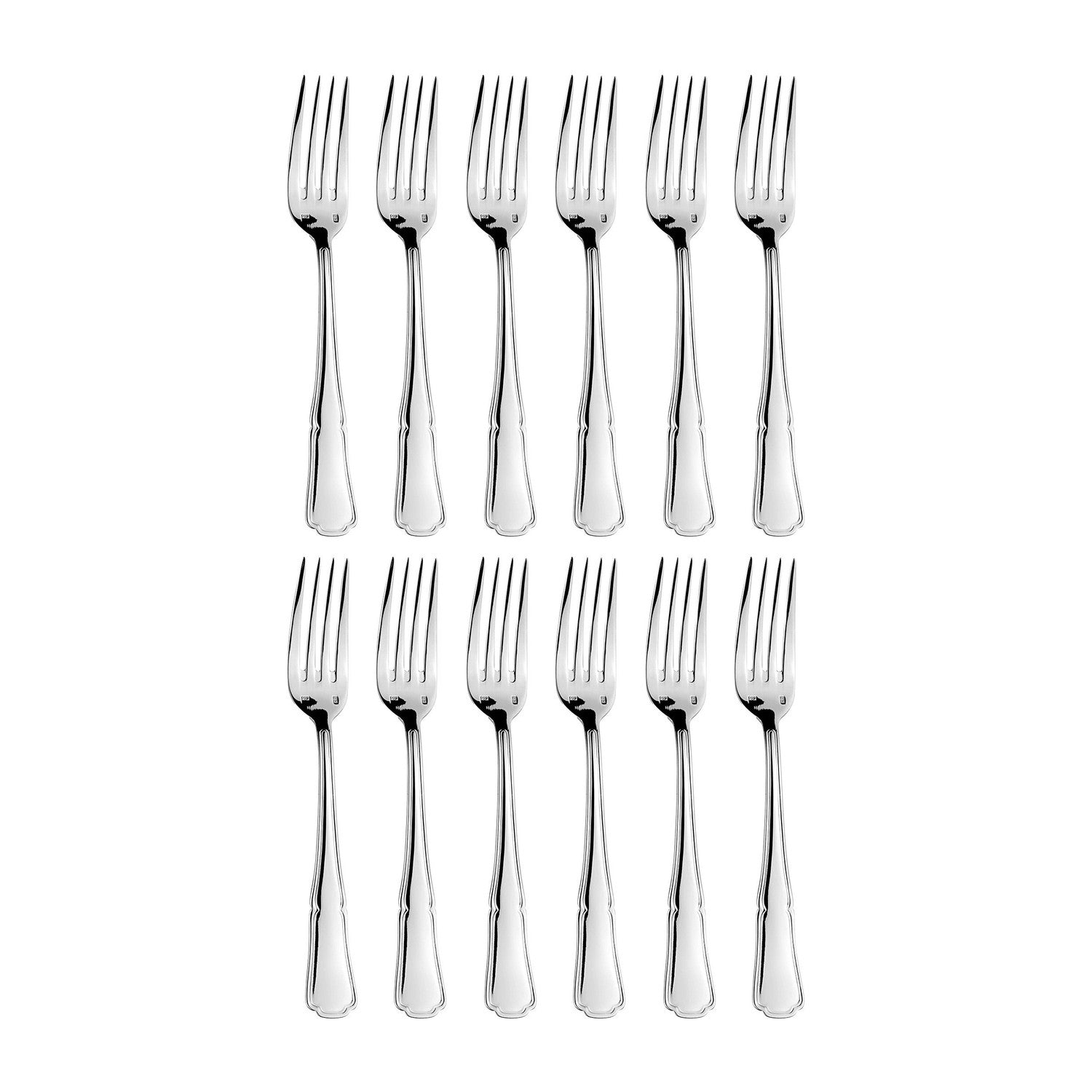 Contour 8.25"  Silver Stainless Steel Dinner Fork 18/10 (Set of 12)