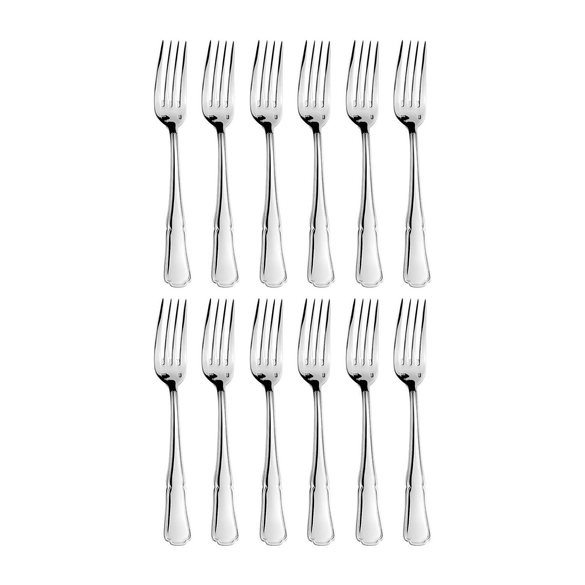 Contour 8.25"  Silver Stainless Steel Dinner Fork 18/10 (Set of 12)