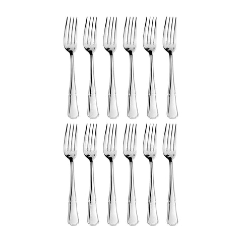 Contour 8.25"  Silver Stainless Steel Dinner Fork 18/10 (Set of 12)