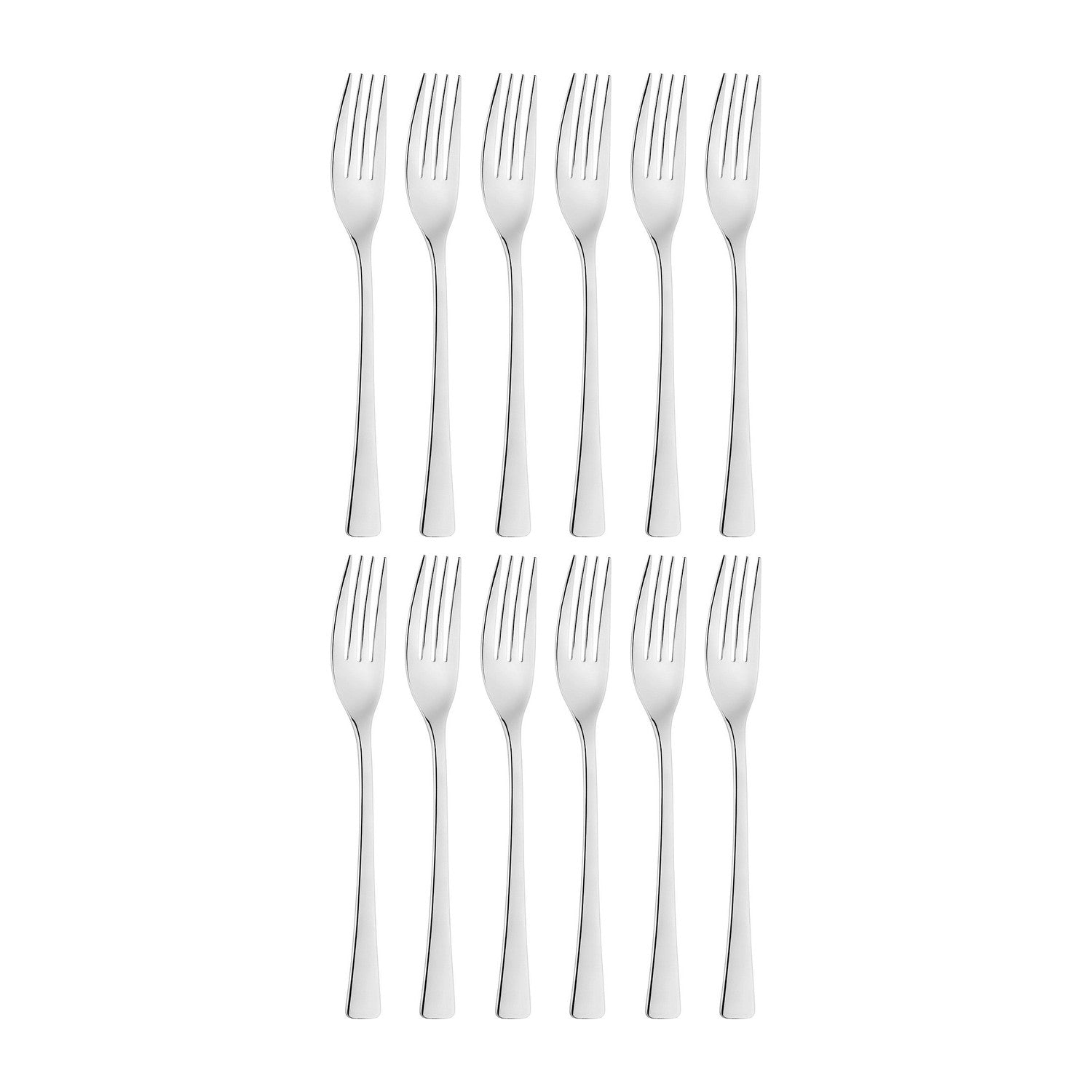 Curve 7.5"  Silver Stainless Steel Dessert Fork 18/10 (Set of 12)