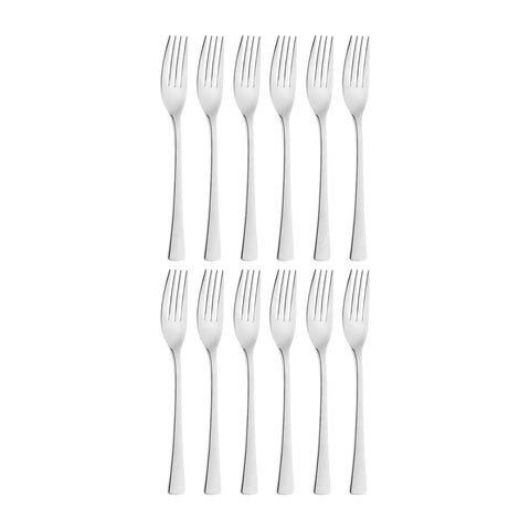 Curve 7.5"  Silver Stainless Steel Dessert Fork 18/10 (Set of 12)
