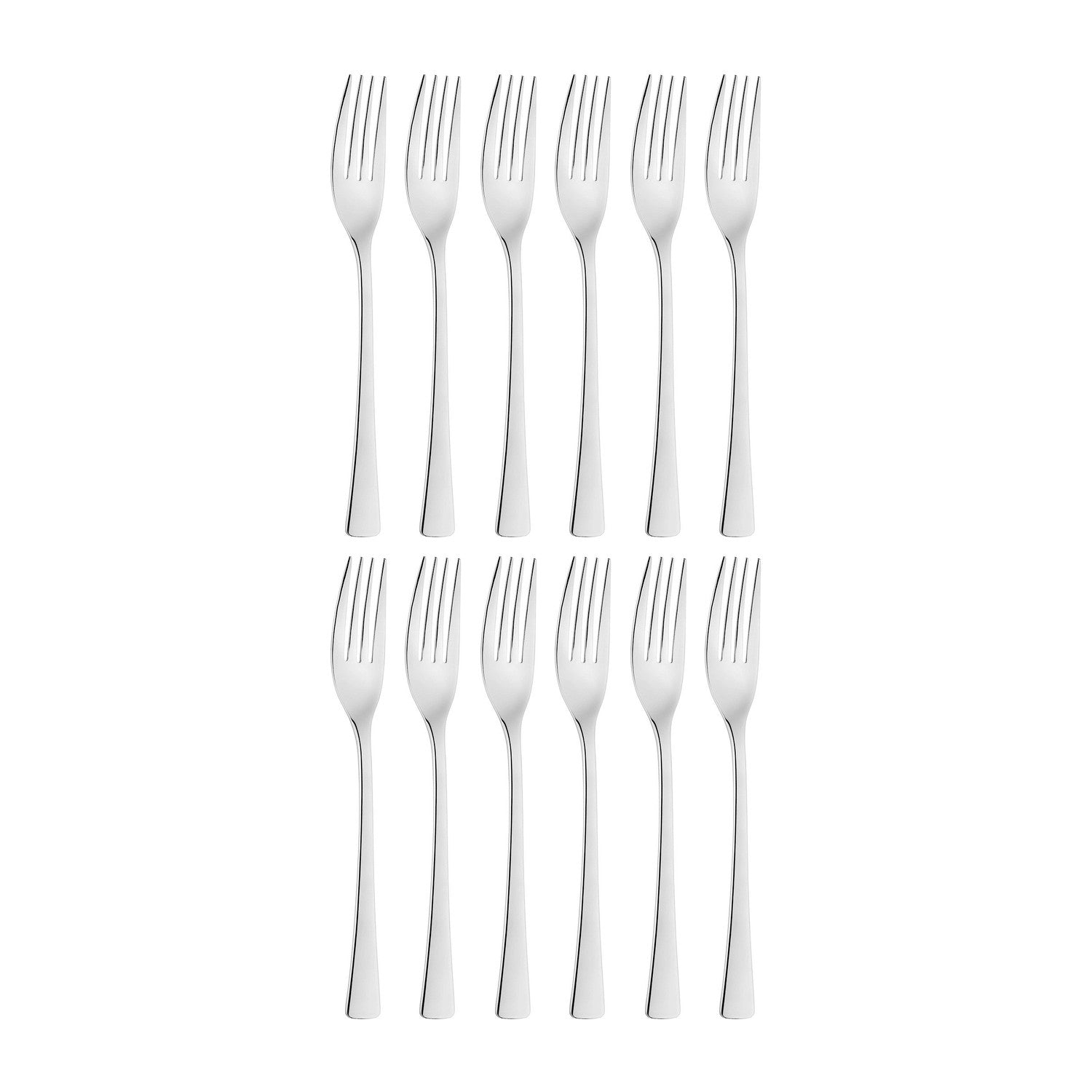 Curve 7.75"  Silver Stainless Steel Dinner Fork 18/0 8 (Set of 12)