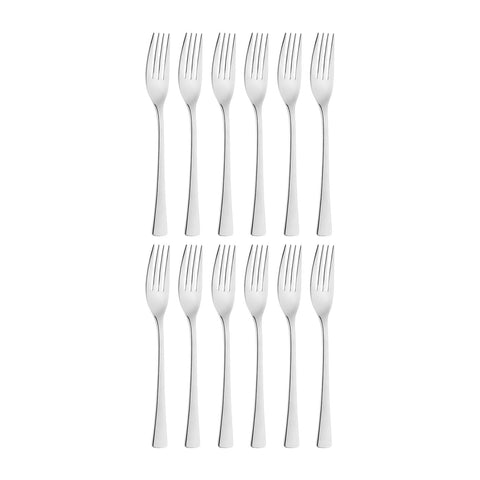 Curve 7.75"  Silver Stainless Steel Dinner Fork 18/0 8 (Set of 12)