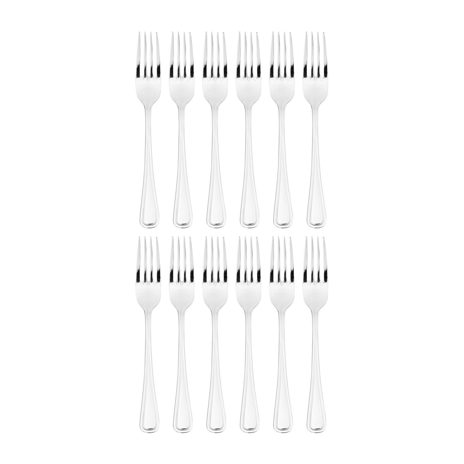 Elegance 7.75"  Silver Stainless Steel Dinner Fork 18/10 (Set of 12)