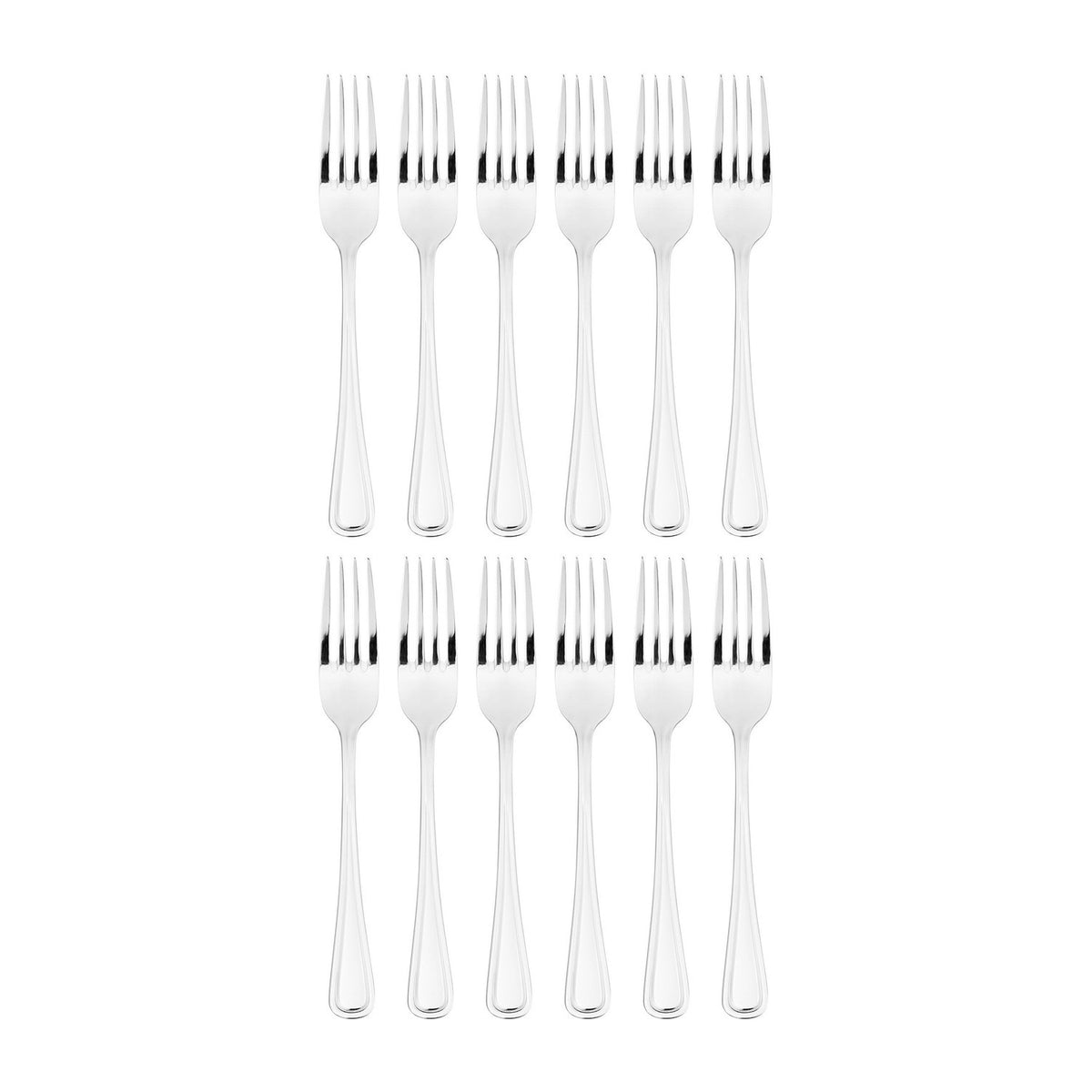 Elegance 7.75"  Silver Stainless Steel Dinner Fork 18/10 (Set of 12)