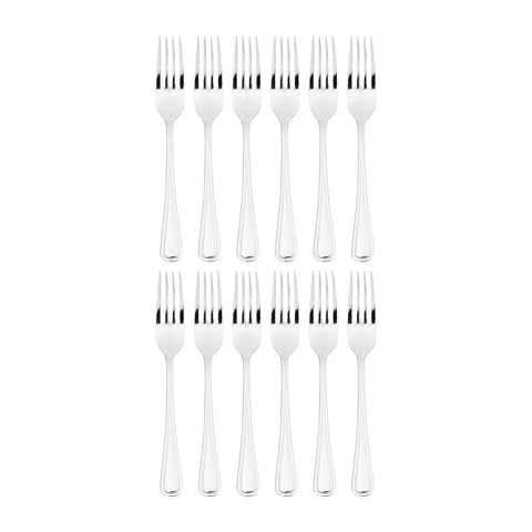 Elegance 7.75"  Silver Stainless Steel Dinner Fork 18/10 (Set of 12)