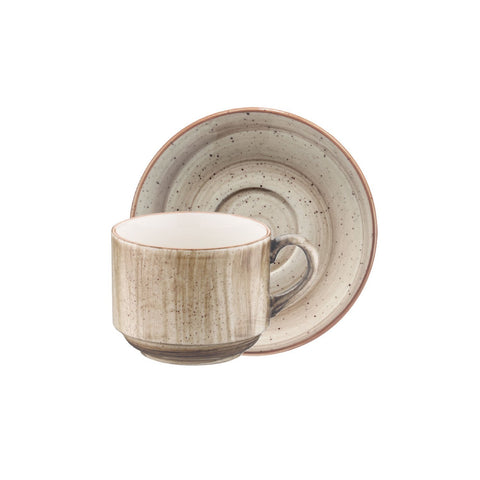 Terrain Stacking 7 oz. Coffee Cup+Saucer Set for 2