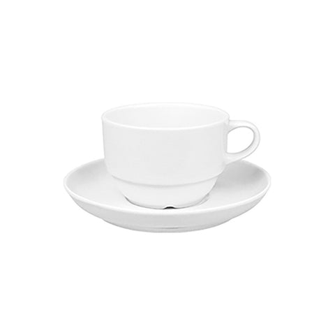 European White Stacking 7 oz. Coffee Cup+Saucer