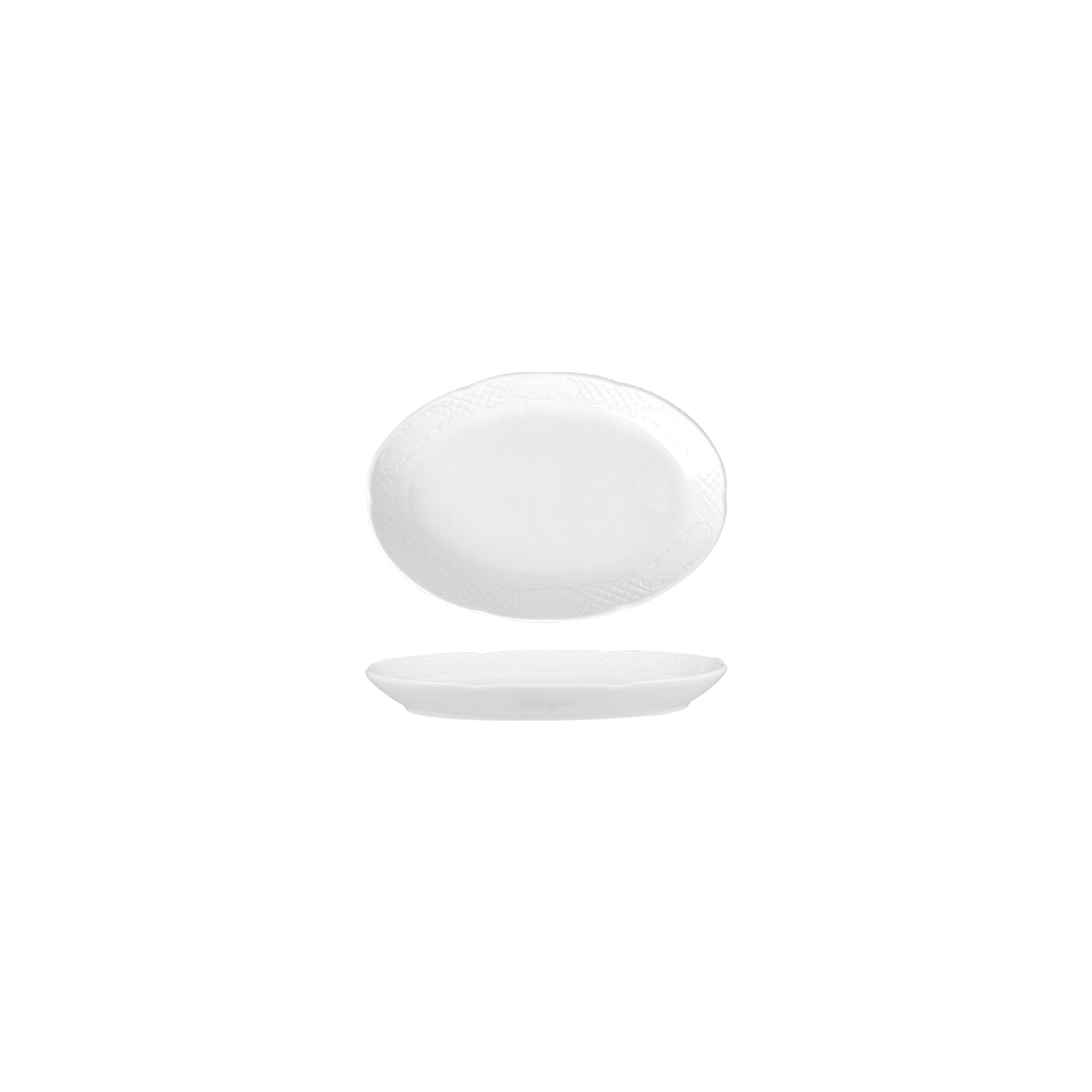 Flora 7" x 4.25" x h:1" Oval White Porcelain Platter (1 each)