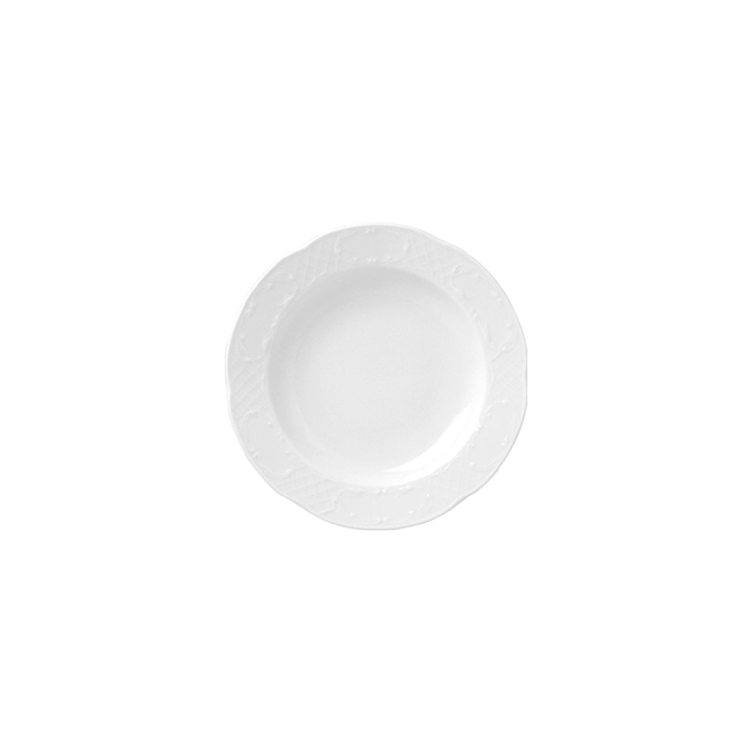 Flora dia.8.5" h:1.25" 8 oz. Round White Porcelain Deep Plate (Set of 4)