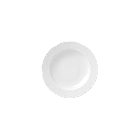 Flora dia.8.5" h:1.25" 8 oz. Round White Porcelain Deep Plate (Set of 4)