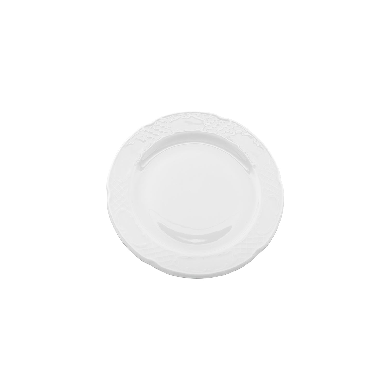 Flora dia.9.75" Round White Porcelain Plate (Set of 4)