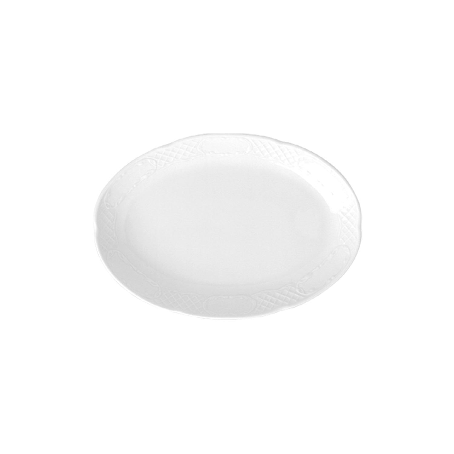 Flora 11" x 7" x h:1.25" Oval White Porcelain Platter (1 each)