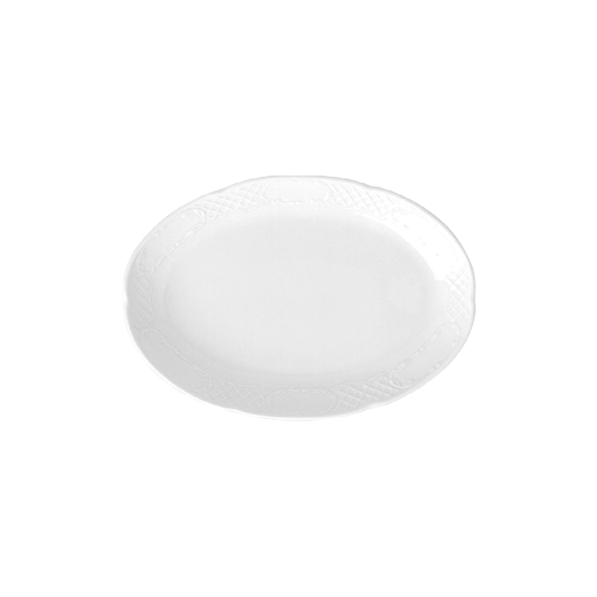 Flora 11" x 7" x h:1.25" Oval White Porcelain Platter (1 each)