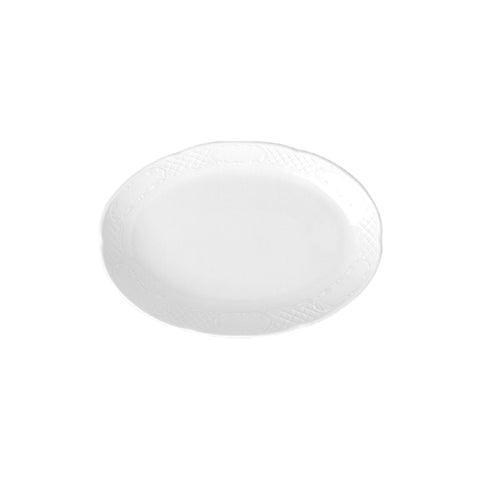 Flora 11" x 7" x h:1.25" Oval White Porcelain Platter (1 each)