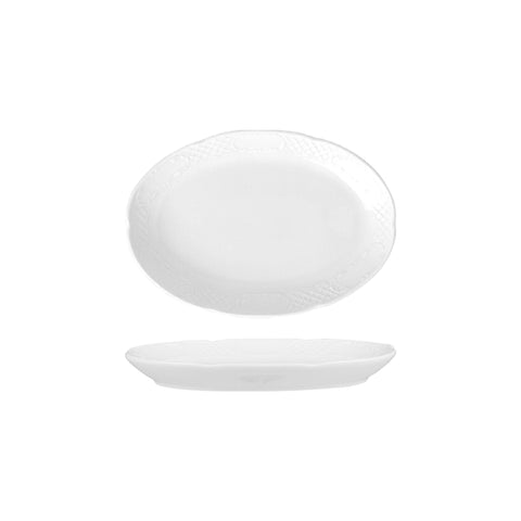 Flora 12.5" x 9" x h:1.5" Oval White Porcelain Platter (1 each)