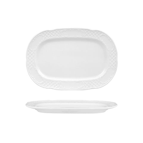 Flora 13" x 9" x h:1" Rectangular White Porcelain Platter (1 each)