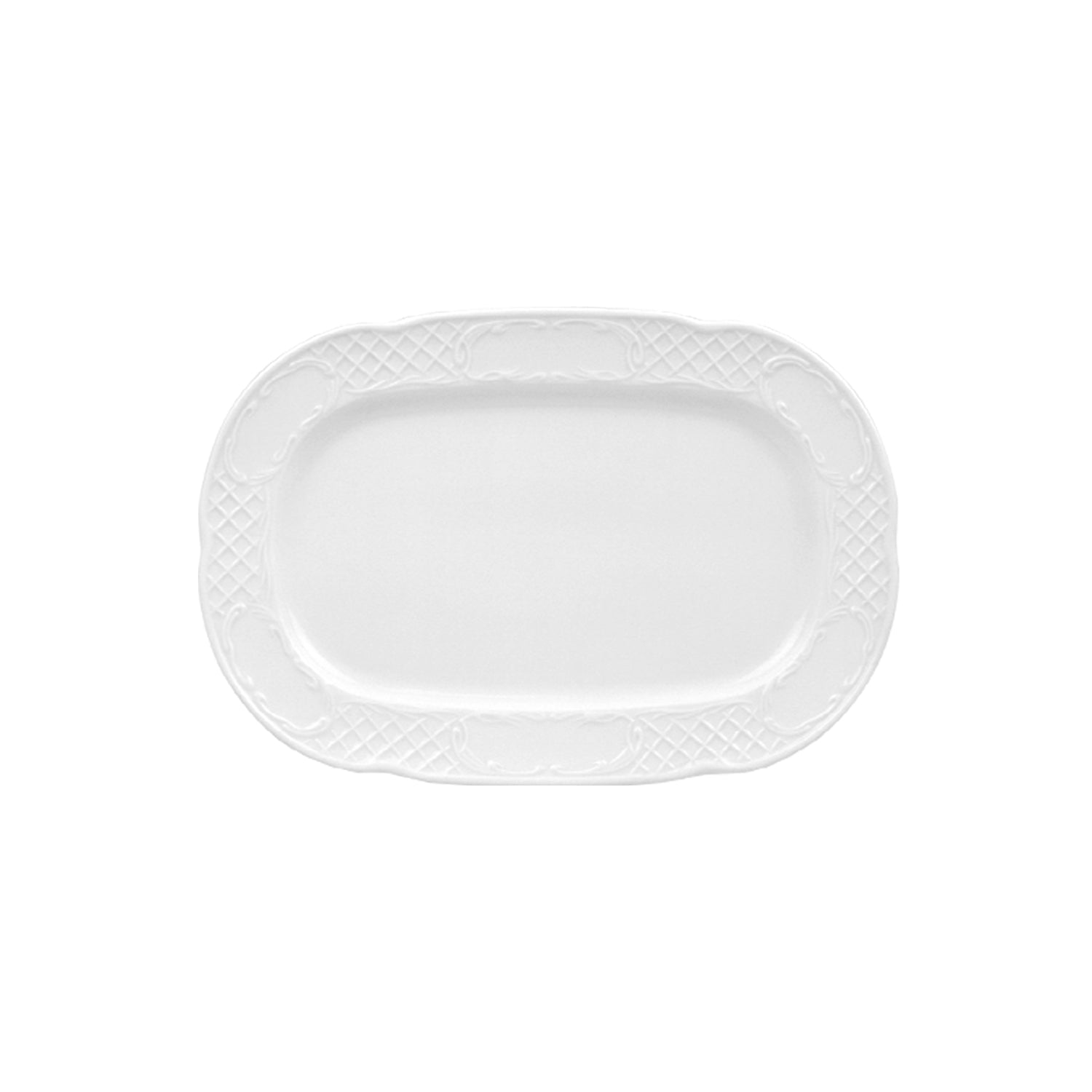 Flora 13" x 9" x h:1" Rectangular White Porcelain Platter (1 each)