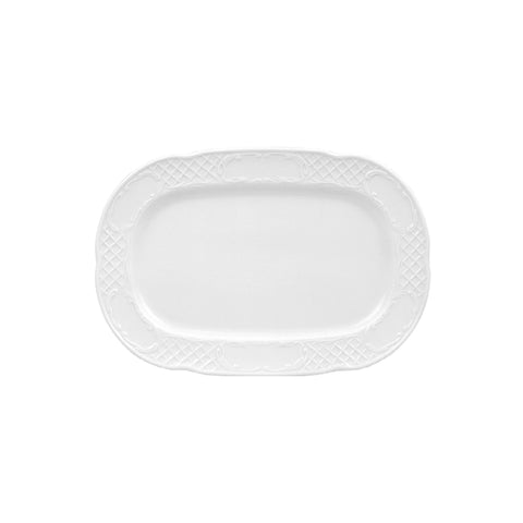 Flora 13" x 9" x h:1" Rectangular White Porcelain Platter (1 each)