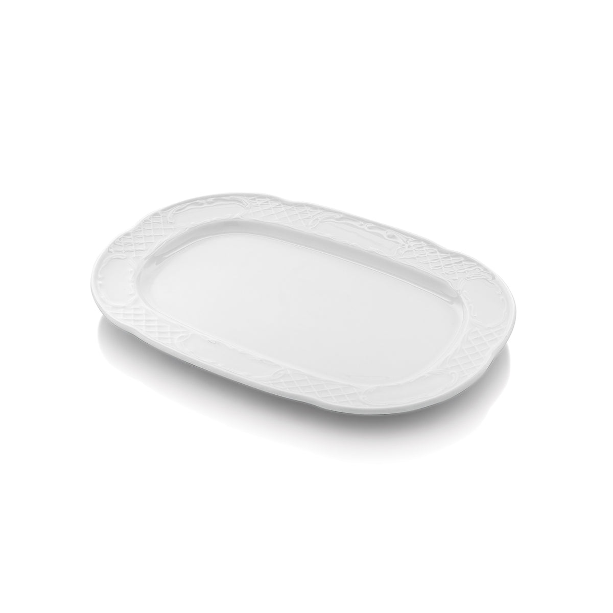 Flora 13" x 9" x h:1" Rectangular White Porcelain Platter (1 each)