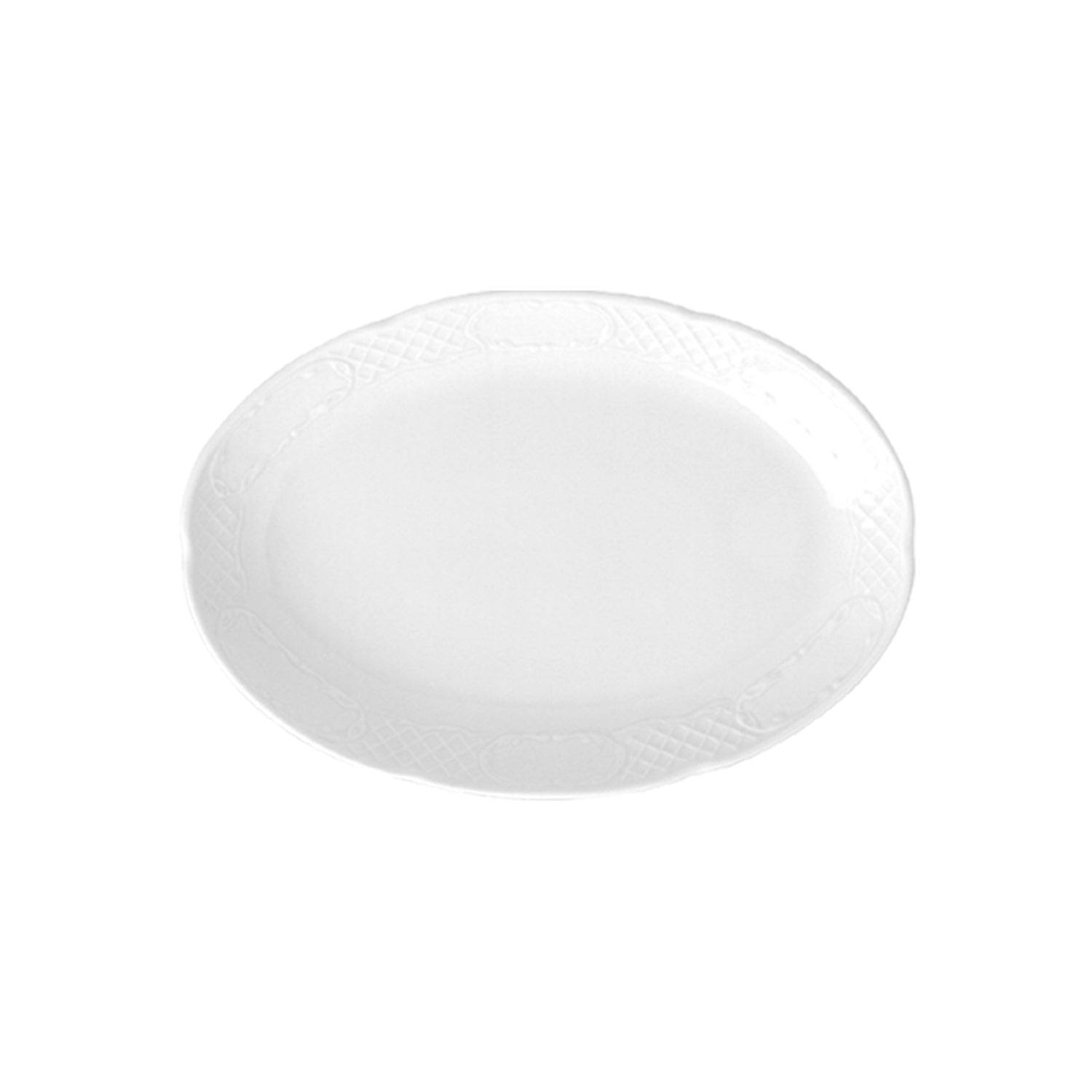 Flora 14.25" x 9.75" x h:1.25" Oval White Porcelain Platter (1 each)
