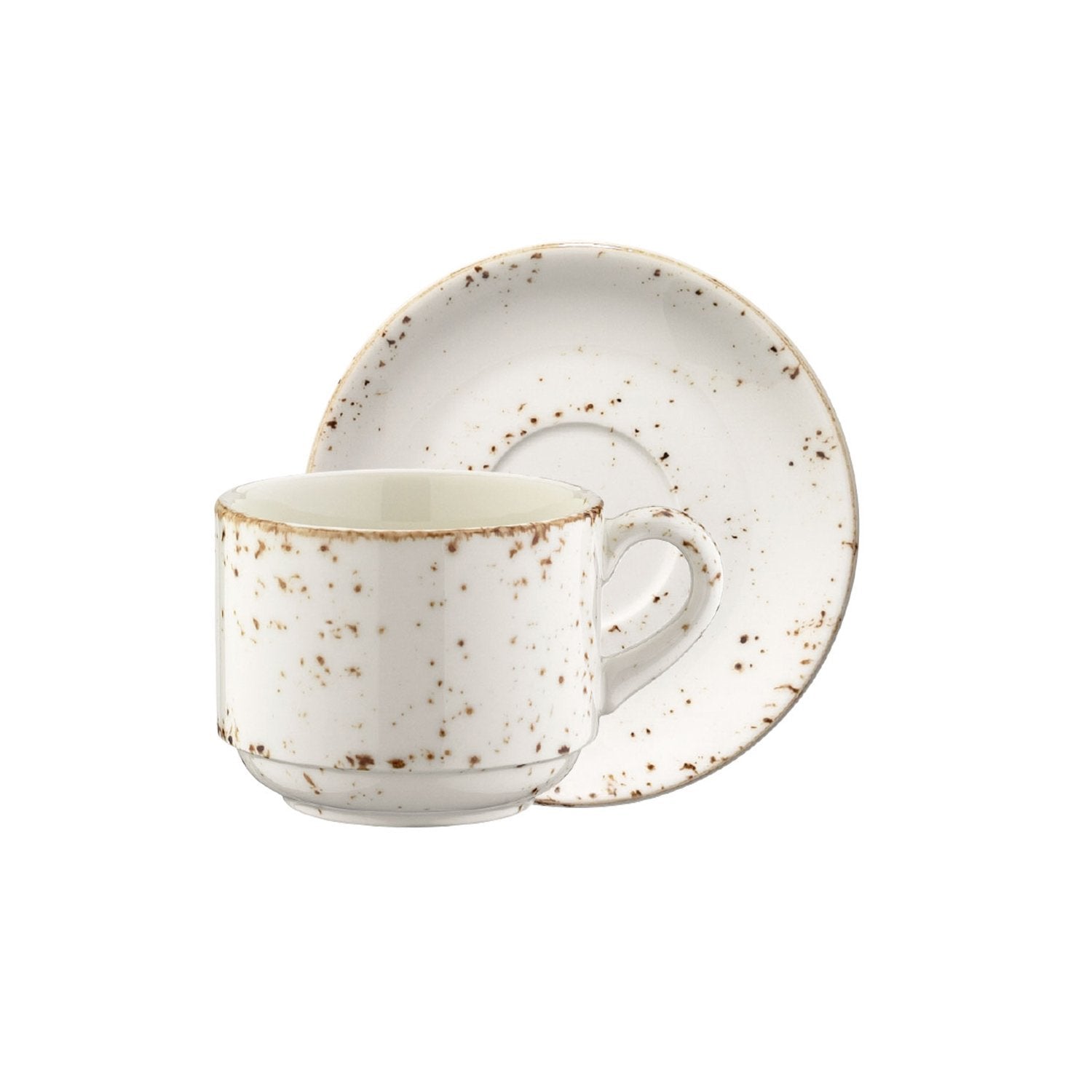 Grain Stacking 7 oz. Coffee Cup+Saucer Set for 2