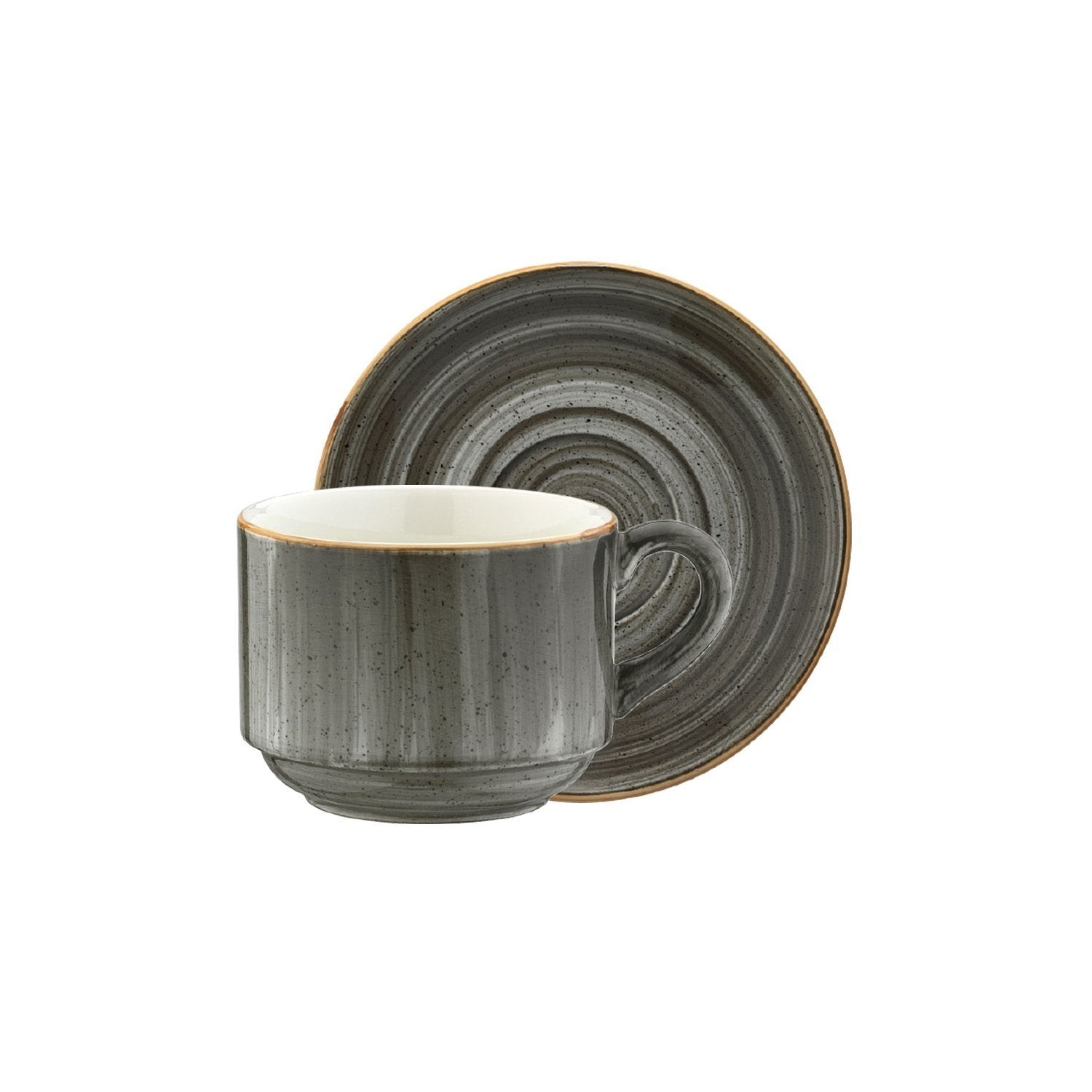 Space Stacking 7 oz. Coffee Cup+Saucer Set for 2