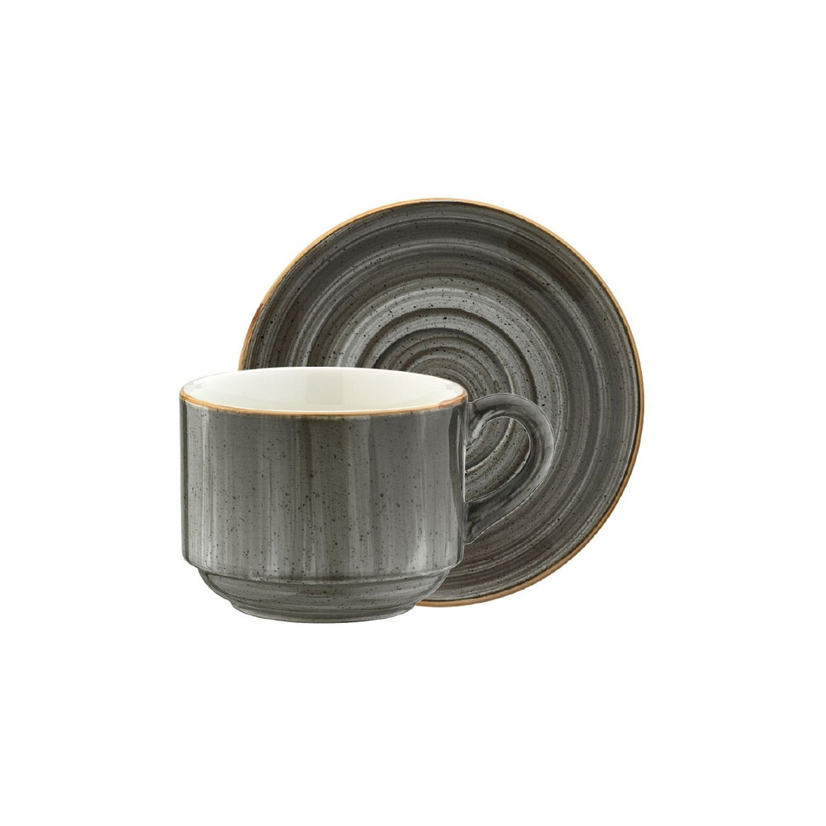 Space Stacking 7 oz. Coffee Cup+Saucer Set for 2