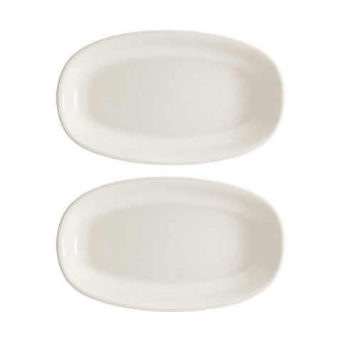 Gourmet 6" x 3.5" x h:0.75" Oval Warm White Vitrified Platter