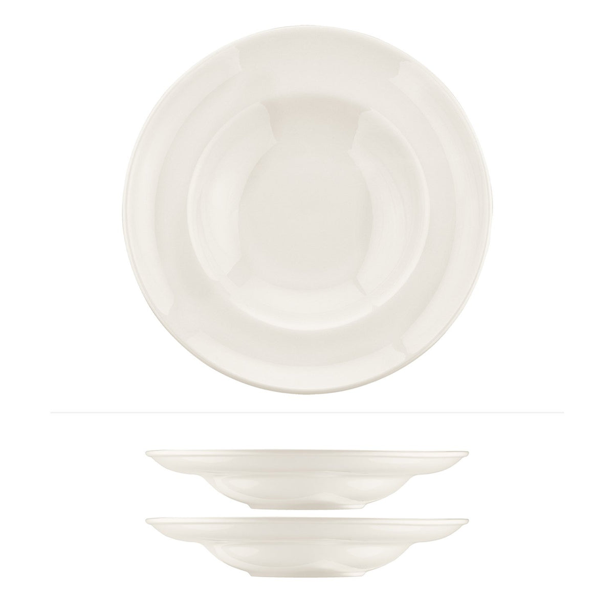 Bonna China Gourmet dia.11.75" h:2.5" 19 oz. Round Warm White Porcelain Bowl (Set of 2)