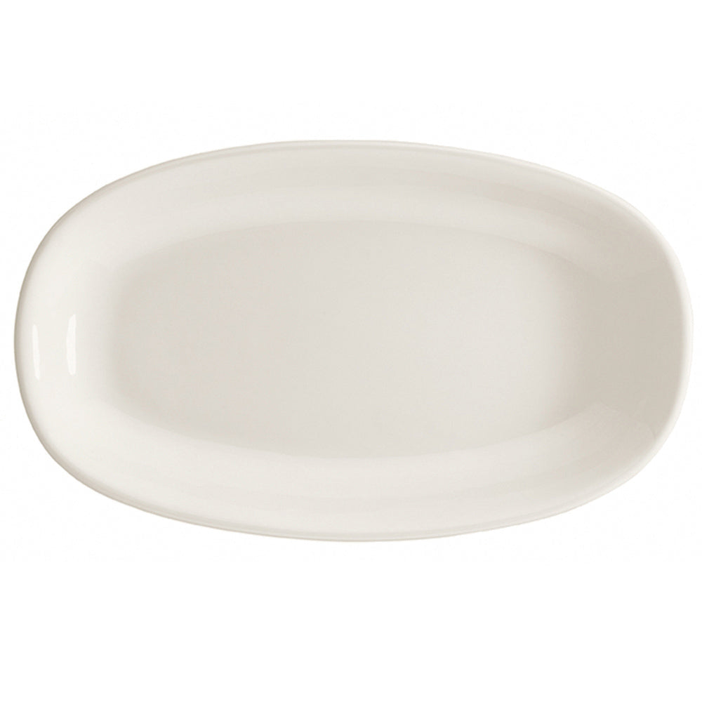 Bonna China Gourmet 13" x 7.5" x h:1.5" Oval Warm White Porcelain Platter
