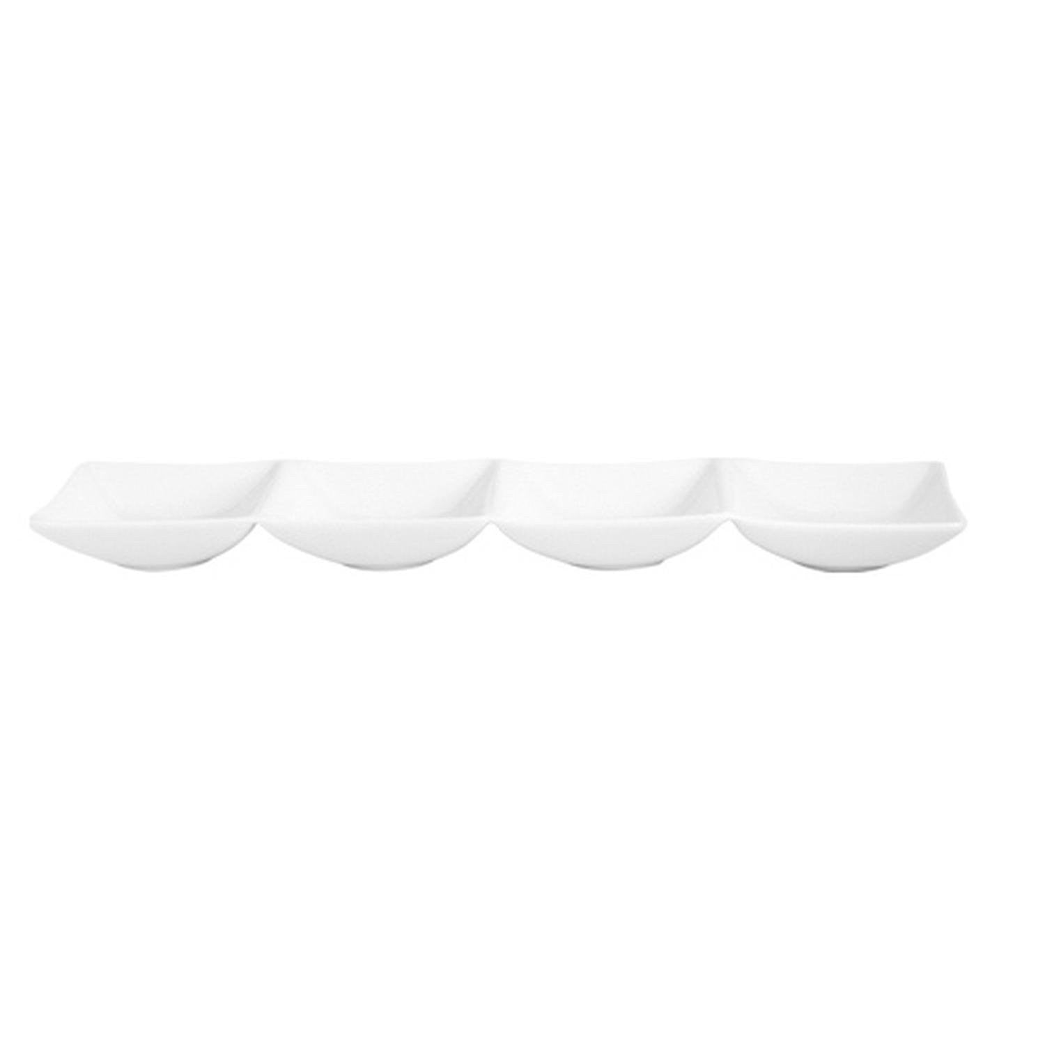 Hong Kong 13.25" x 3.25" Rectangular White Porcelain Sectional Plate (1 each)