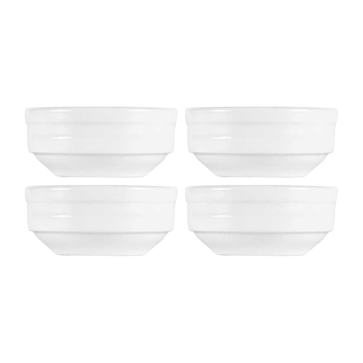 Porcelain Lizbon dia.3" h:1.25" 3 oz. Round White Porcelain Bowl (Set of 4)