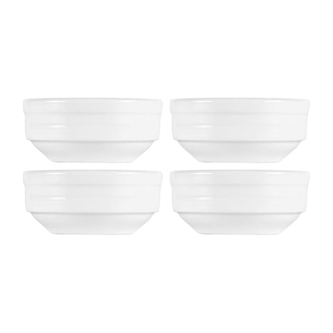 Porcelain Lizbon dia.3" h:1.25" 3 oz. Round White Porcelain Bowl (Set of 4)