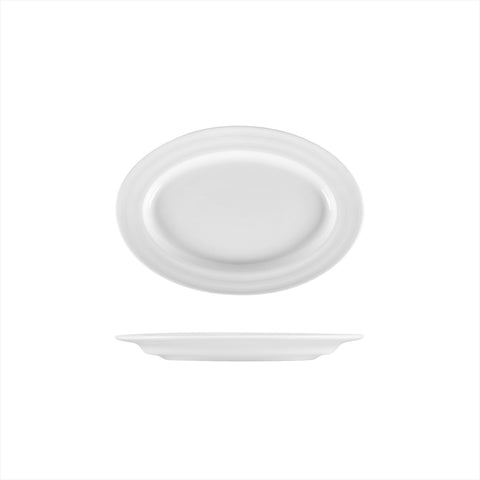 Porcelain Lizbon 9.5" x 6.75" x h:1" Oval White Porcelain Platter (Set of 2)