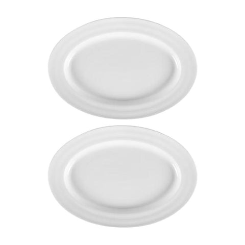 Porcelain Lizbon 9.5" x 6.75" x h:1" Oval White Porcelain Platter (Set of 2)