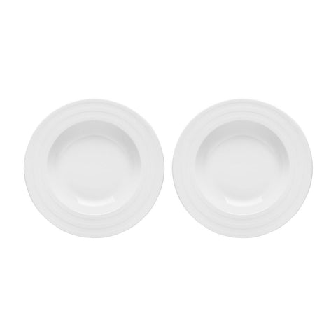 Porcelain Lizbon dia.11.75" h:2" 24 oz. Round White Porcelain Deep Plate (Set of 2)