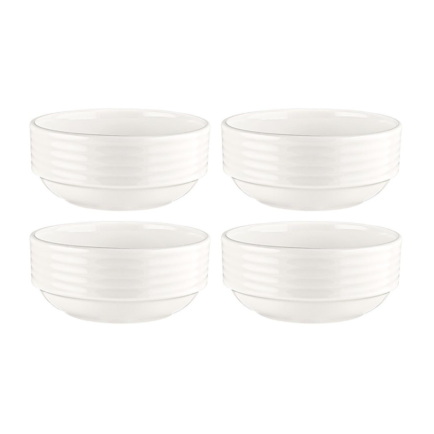 Bonna China Loop dia.4.75" h:2" 12 oz. Round Warm White Porcelain Bowl (Set of 4)