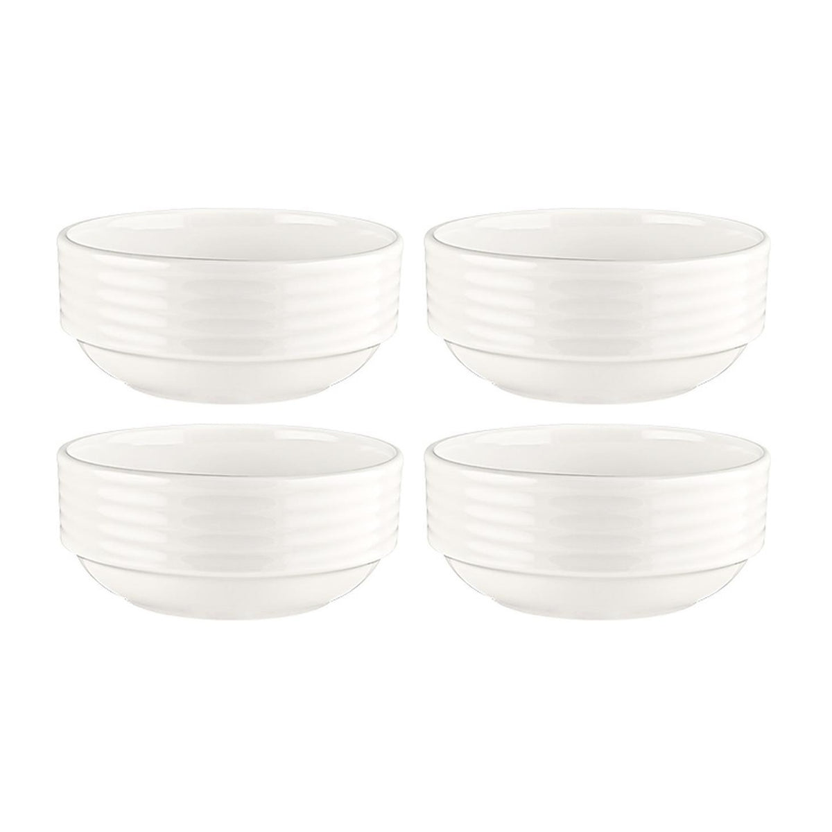 Bonna China Loop dia.4.75" h:2" 12 oz. Round Warm White Porcelain Bowl (Set of 4)