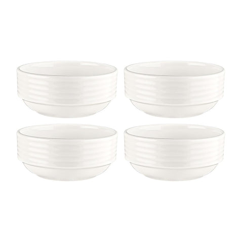 Bonna China Loop dia.4.75" h:2" 12 oz. Round Warm White Porcelain Bowl (Set of 4)