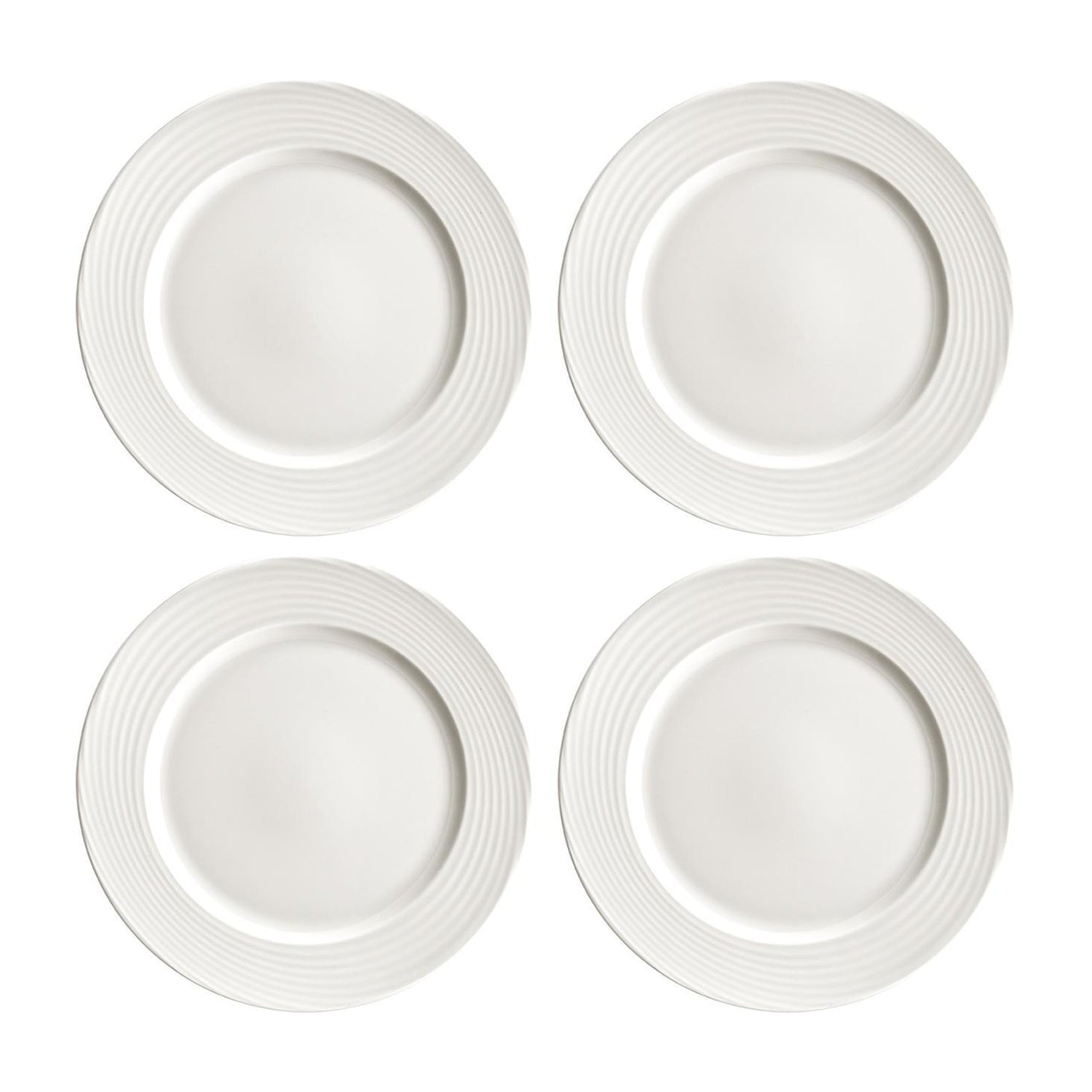 Bonna China Loop dia.9"  Round Warm White Porcelain Plate (Set of 4)