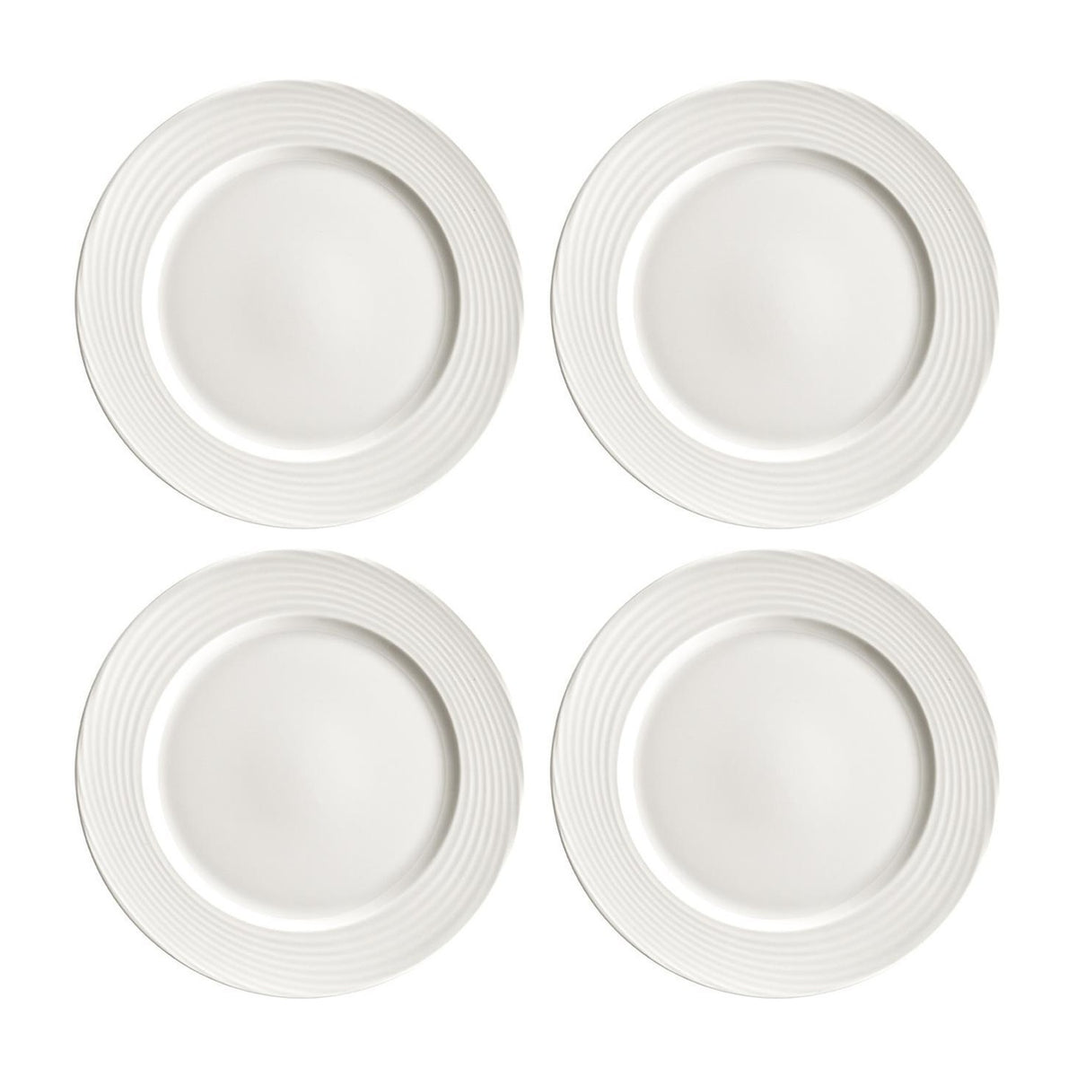 Bonna China Loop dia.9"  Round Warm White Porcelain Plate (Set of 4)